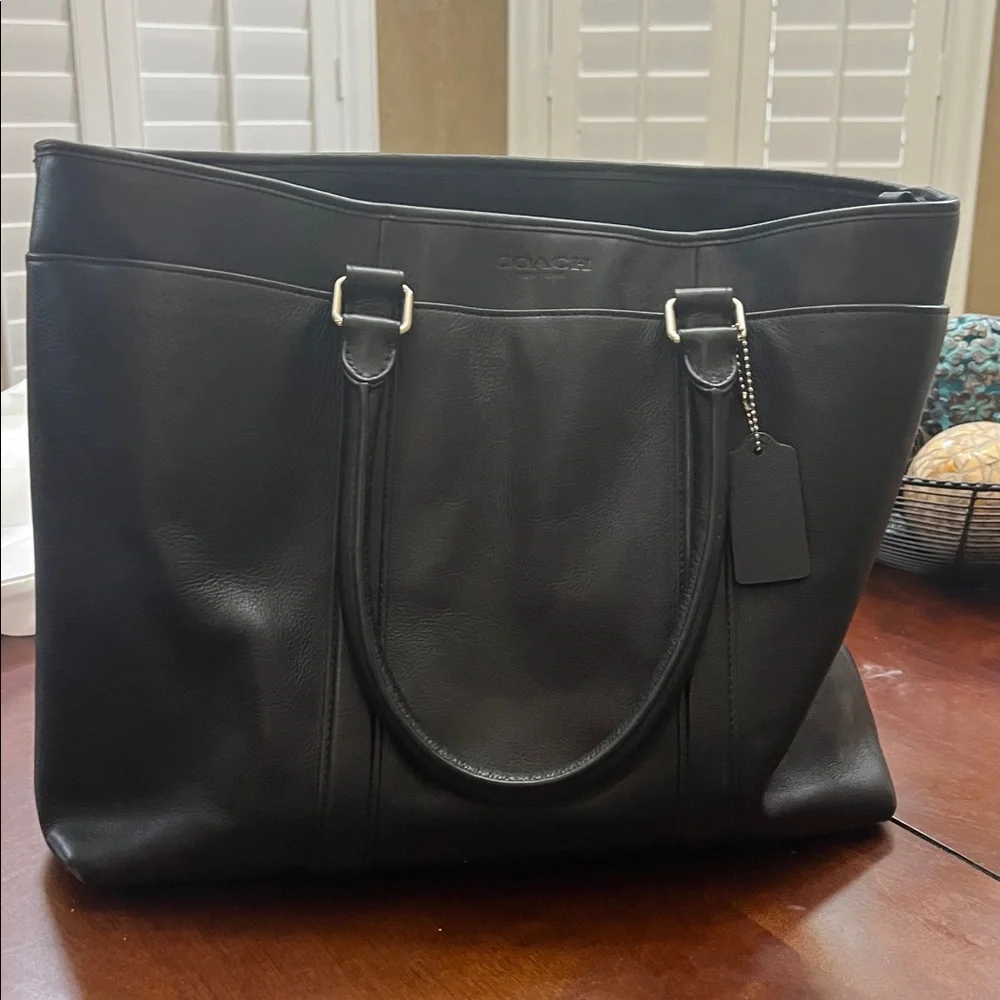 Coach Black Leather Laptop Bag - Picture 1 of 5